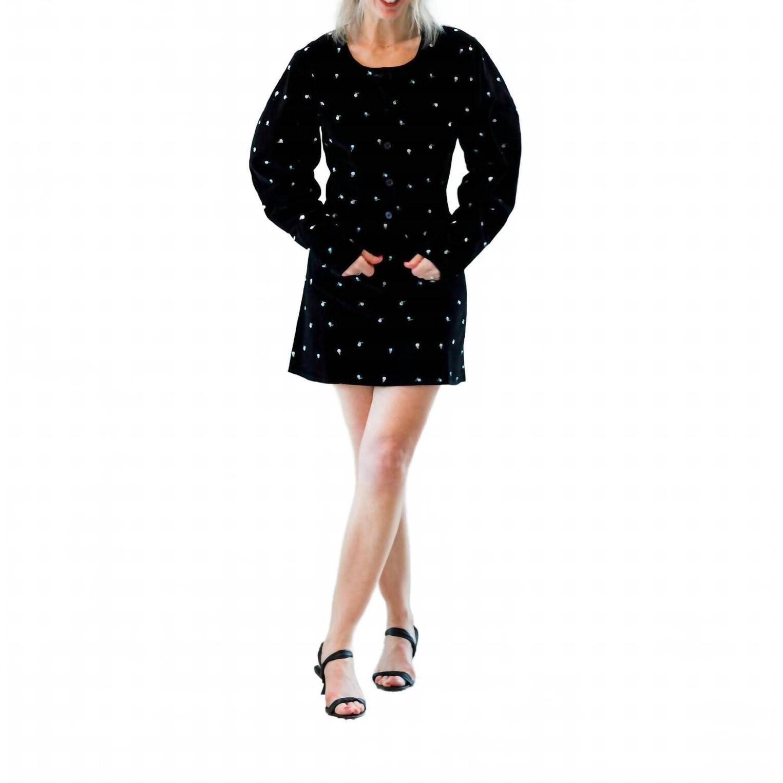 New Marlies Grace Jackie Long Sleeve Top In Black Velvet Embroidery